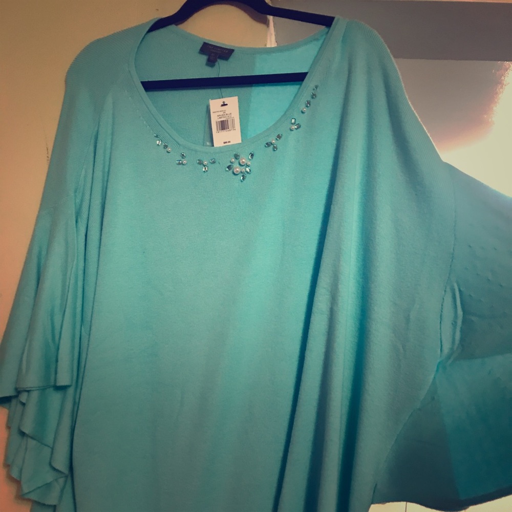 Dolman aqua knit top plus size